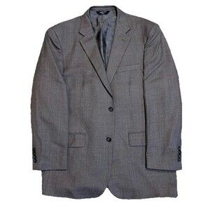 Joseph & Feiss Men's 44R Houndstooth Wool Sport Coat Gray Executive Fit Grandpa